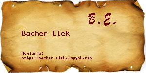 Bacher Elek névjegykártya